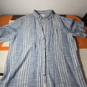 Men's Blue Striped Casual Button-Down Shirt